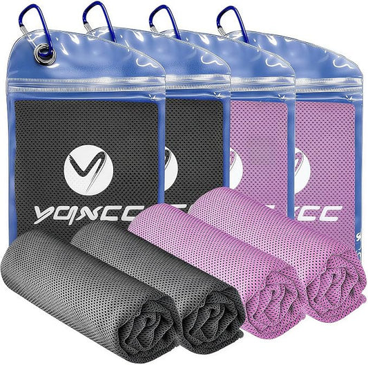 YQXCC 4 Pack Cooling Towels (40"x12"), Ice Cool Neck Towel, Soft Breathable Microfiber for Gym, Yoga, Golf, Running, Camping & All Hot Weather Activities