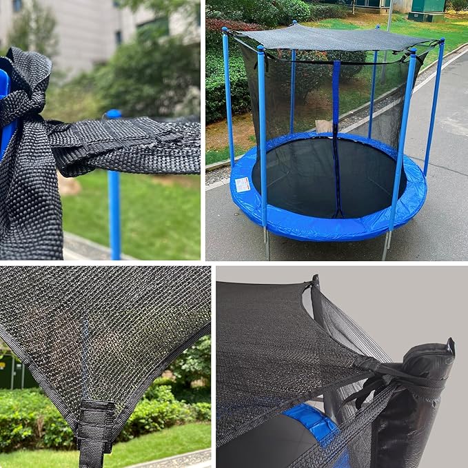Trampoline Shade Cover, Trampoline Cover for 8FT 10FT 12FT 14FT 16FT Straight Pole Round Trampoline Sun Protection, Easy to Install,for Backyard Playground (12FT 8 Poles)
