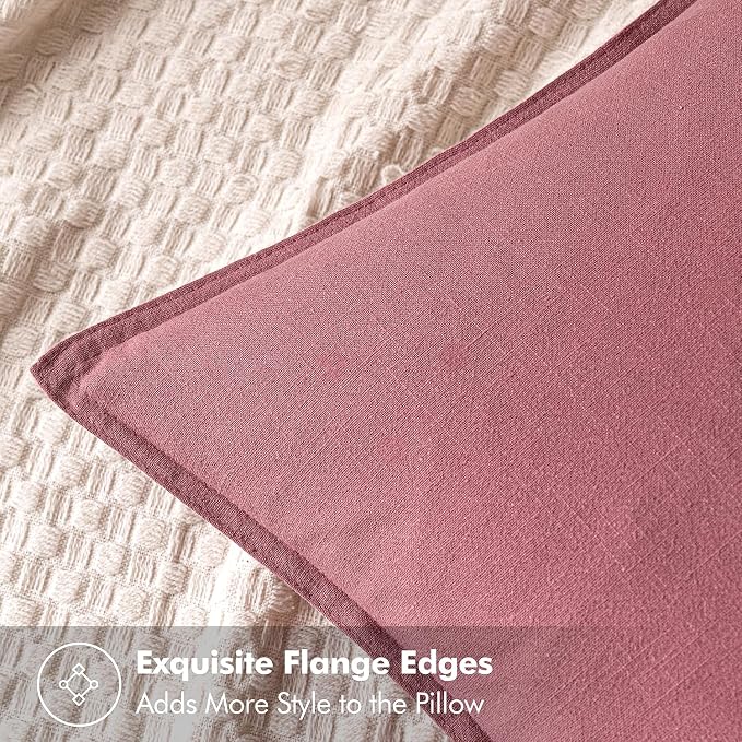 MIULEE Decorative Linen Pillow Covers 20x20 Inch Cranberry Red | Boho Farmhouse Neutral Couch Throw Pillows for Bed, Pack of 2 Accent Modern Pillowcases, Sofa Livingroom Home Decor