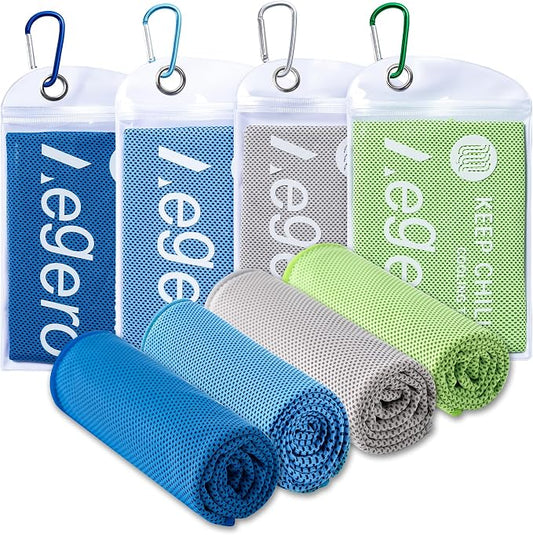 Aegero 4 Pack Cooling Towel (40"x12"), Cooling Neck Wraps,Soft Breathable Chilly Towel, IceTowel, Microfiber Towels for Yoga, Sport, RunninGym, Camping, Fitness, Workout & More Activities(Multicolor4)