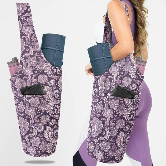 Yoga Mat Bag Yoga Tote Bag with Large Pocket and Zipper Pocket Yoga Mat Bag Carrier Fit Most Size Mats and All You Stuff