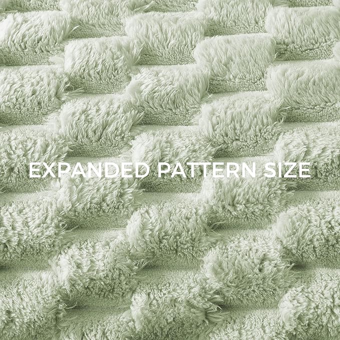 Whale Flotilla Soft Cozy 3D Fleece Throw Blanket for Couch Bed, Sage Green | Super Cozy Lightweight Plush Fluffy Throw, Luxury Decorative All‑Season Couch Cover Blanket for Sofa & Office Chair, 50"x60"