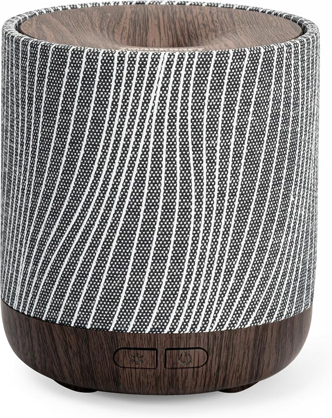 Essential Oil Diffuser with Fabric Cover and Night Lamp | 200ml, Quiet, Ultrasonic Scent Diffusing & Humidifying, Auto Shut-Off, Ambient Lighting, Candle Light Mode