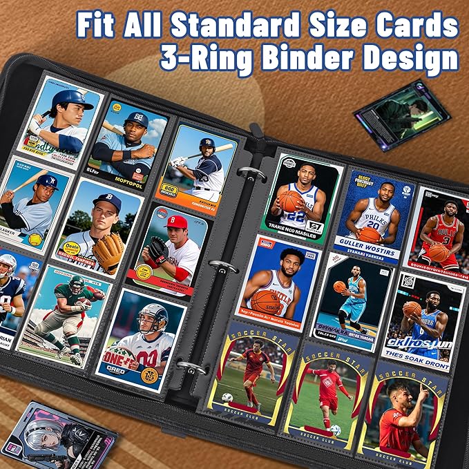 7200 Pockets Trading Card Binder Sleeves, Baseball Card Sleeves Fit for Standard Size Sport Cards, Baseball Card Holder for 3 Ring Binder