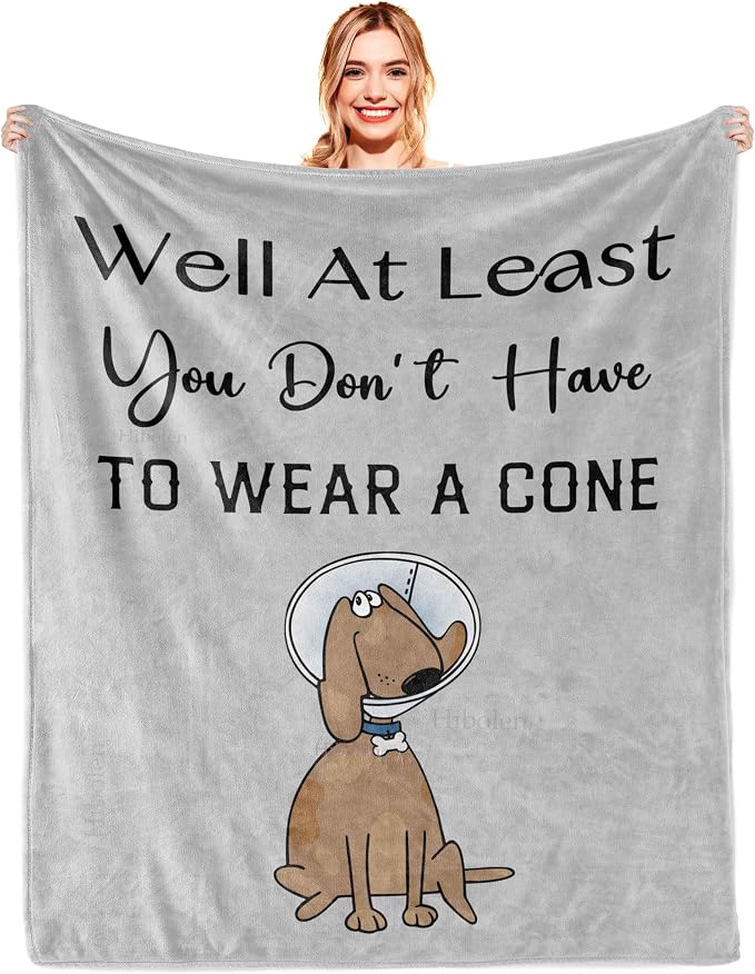 Get Well Gifts for Women/Men After Surgery Gray Blanket 50"x60" | Feel Better/Get Well Soon Gifts for Women, Surgery Recovery Gifts for Men, at Least You Dont Have to Wear A Cone