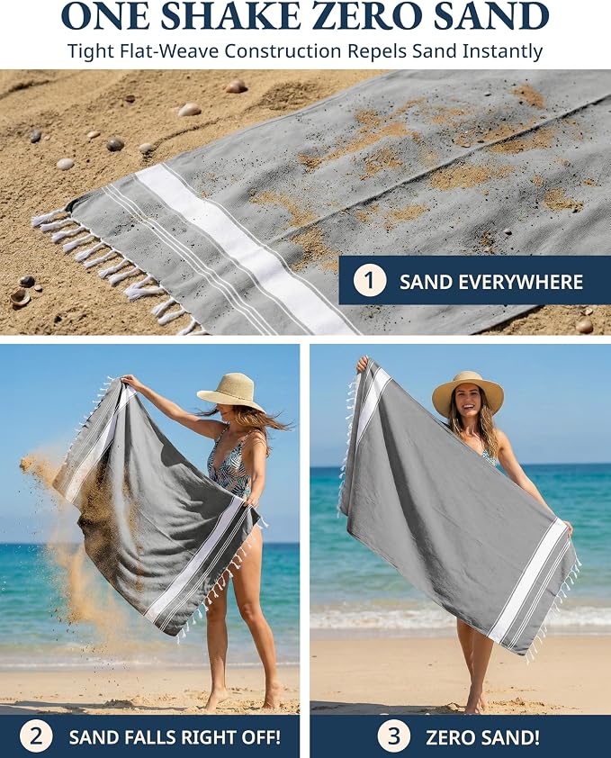 LANE LINEN Towels for Women, 2 Pack Oversized, Pre-Washed, No-Shrink, Sand Free, Quick Dry, Lightweight Travel Towels, Soft Bath Use, 39"x71" – Smoky Black
