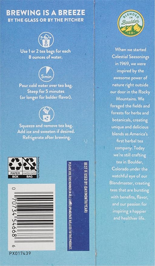 Celestial Seasonings Cold Brew Raspberry Black Iced Tea 18 Tea Bags (Pack of 5)