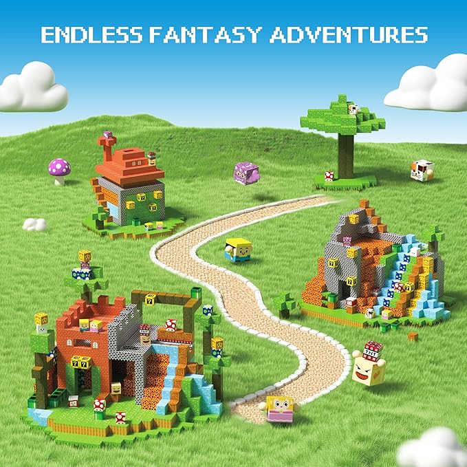 Magnetic Blocks - 150 PCS Magnets Game-Based Building Block for Ages 3,4,5,6,7,8,9,10,11 Kids Birthday Toy Sets Present, Stacking Cubes Construction Gift for Toddlers Boys & Girls, Castles and Dragon