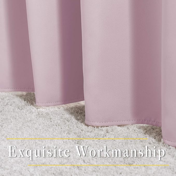 NICETOWN Room Darkening Drapes for Nursery - (52 inches Width by 120 inches Length, Lavender Pink, 1 Pair) Light Blocking Curtain Panels for Bedroom Girl Room, Soft Fabric Window Treatment