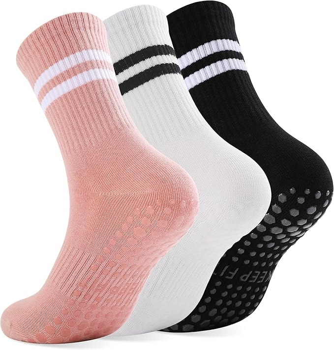 loudashuaiqi Grip Pilates Socks Non Slip Athletic Yoga Socks with Grips for Women Grippy socks for Hospital Workout Barre
