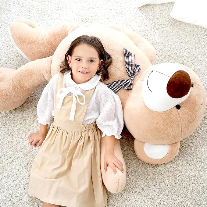 Giant Teddy Bear Stuffed Animal, Big Teddy Bear Plush, Birthday Christmas Valentine's Gift for Girlfriend & Kids, Light Brown