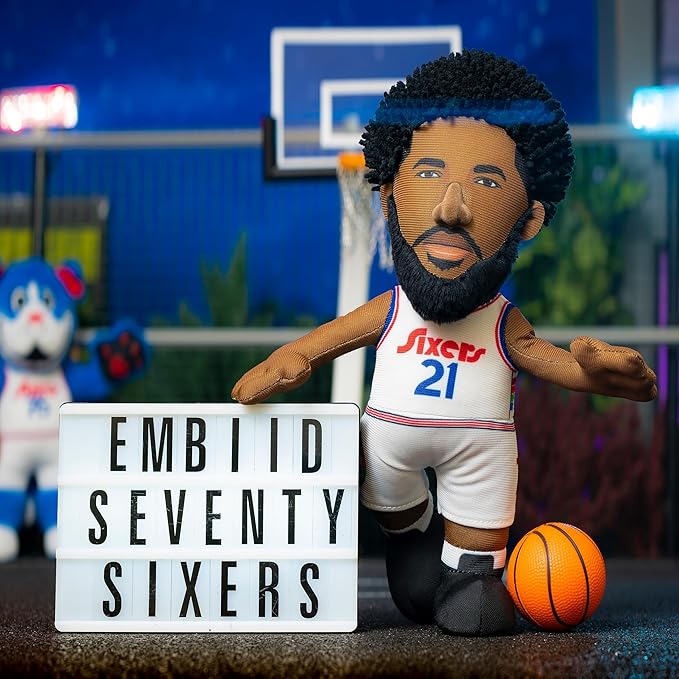 Bleacher Creatures Philadelphia 76ers Joel Embiid 10" NBA Plush Figure(City Edition '24-'25) - A Superstar for Play or Display