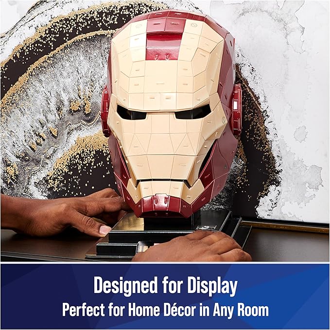 4D Build, Marvel Iron Man 3D Puzzle Model Kit with Stand 96 Pcs | Iron Man Helmet Desk Decor | Building Toys | 3D Puzzles for Adults & Teens 12+