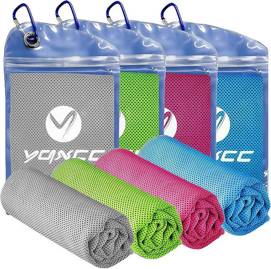 YQXCC 4 Pack Cooling Towels (40"x12"), Ice Cool Neck Towel, Soft Breathable Microfiber for Gym, Yoga, Golf, Running, Camping & All Hot Weather Activities