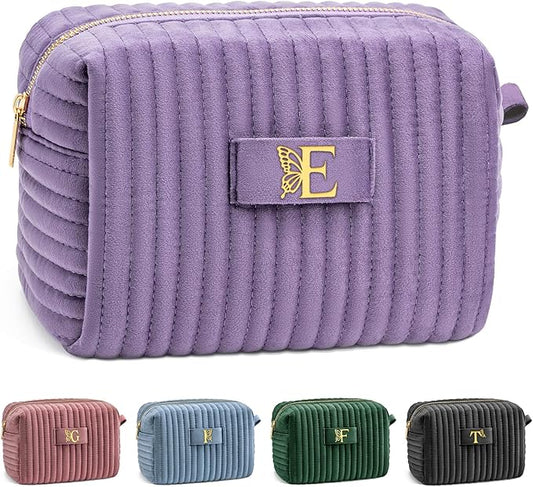 COSHAYSOO Unique Cool New Mom Gifts First Time Mommy to be Initial Cosmetic Bags Makeup Travel Case, Practical Mothers Teachers Nurse Week Day Gift Ideas Fashion Womens Beauty Accessories Letter E