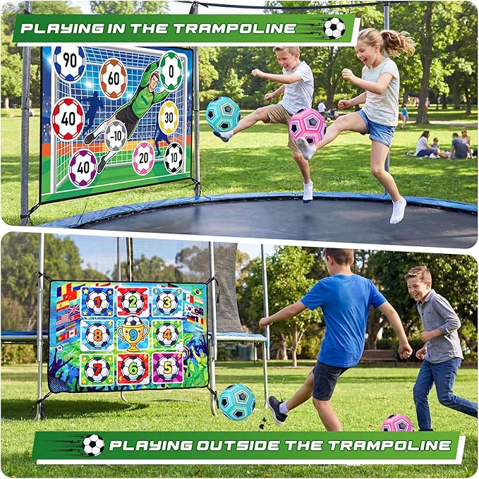 Trampoline Accessories Kit with Dart Board, Soccer Board, Basketball and Lights