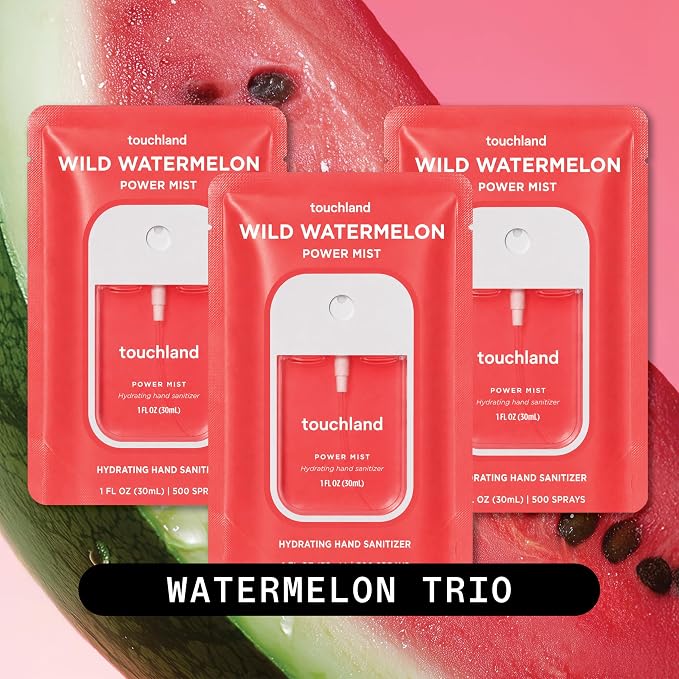 Touchland Hand Sanitizer Spray, Wild Watermelon Trio - 3 x 1 FL OZ