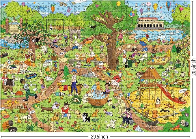 Antelope 2 in 1 1000 Piece Puzzle Bundle - Dog Park & Drive In Movie