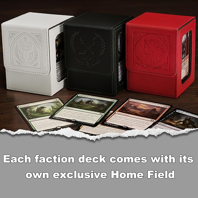 Venssu MTG Deck Box with Commander Display, Goblin Card Deck Case Fits 120 Single Sleeved Cards, TCG Card Storage Box with 2 Dividers and 1 Toploader (Red＆Green)