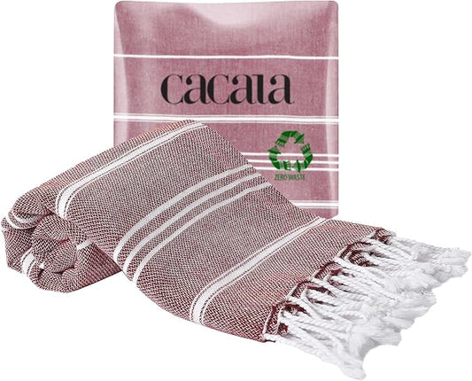 Cacala 100% Turkish Cotton Kitchen Tea Towels, Highly Absorbent Luxury Soft Quick Drying Dish Towel with Hanging Loop for Gym, Yoga, Bath, Sports, Cleaning and Kitchen (23 x 36), Burgandy