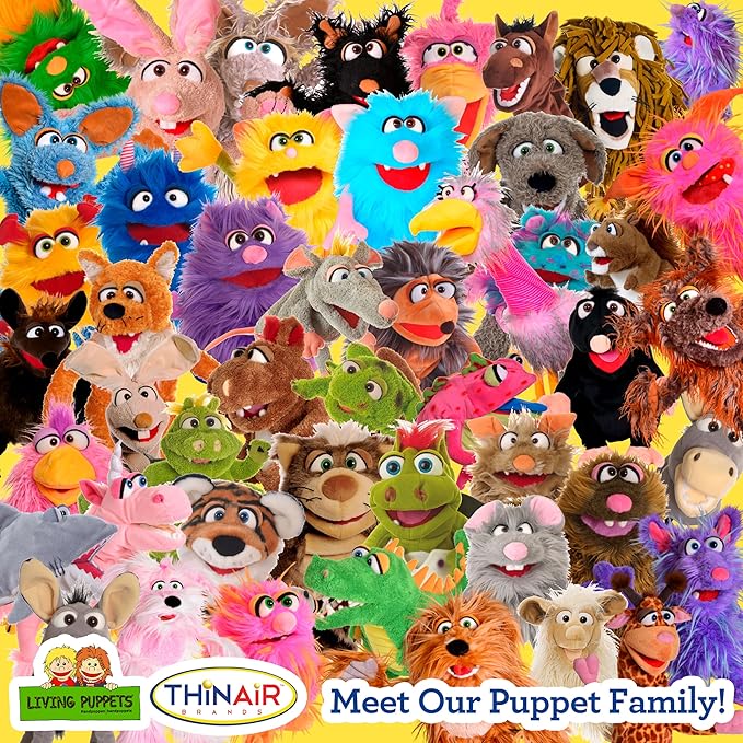 Living Puppets 20-Inch Plush Pink Dog Puppy Hand Puppet - Fine European Design, Ultra-Soft and Cuddly, Promotes Child Development, Safety Certified, Teacher-Recommended for Boys and Girls