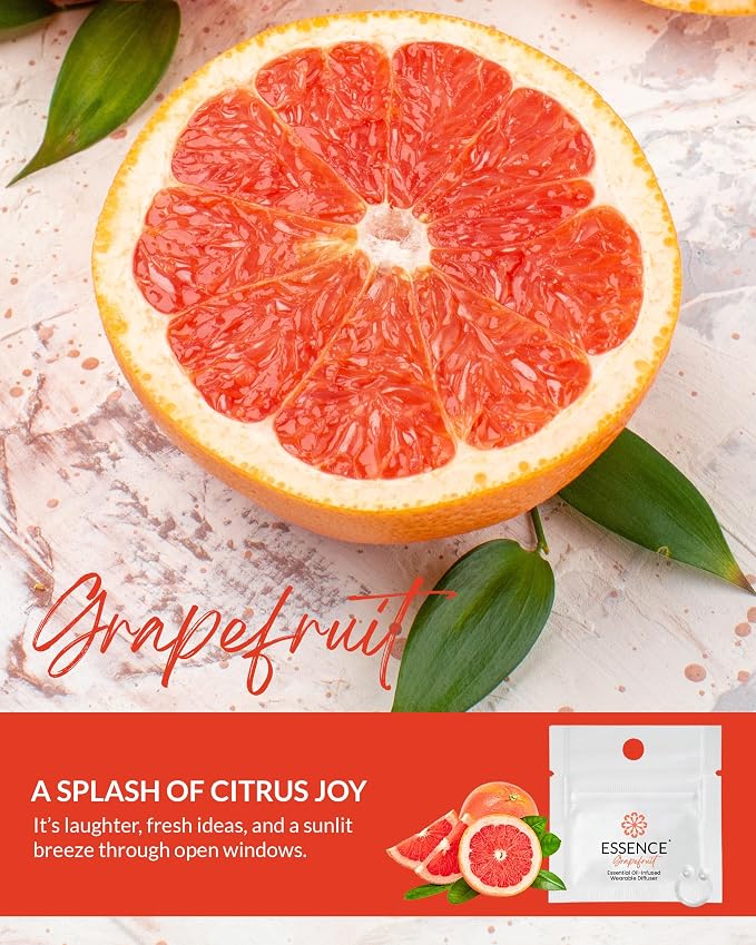 Essence Wearable Aromatherapy Nasal Diffuser – Grapefruit Essential Oil Nose Ring Silicone Inhaler for Stress & Mood Support - Made in USA & Travel-Friendly (3 Pack)