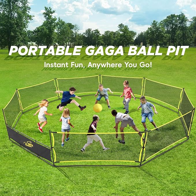 GagaBall Pit 3-in-1 Portable with Basketball Hoop & Soccer Goals, 20ft Giant Arena for Kids, Outdoor Family Game for Camp & School