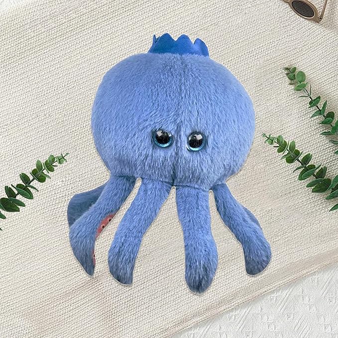 Zenitsu Blueberrinni Octopussini Plush Italian Brainrot Expressive Doll Funny & Unique Gift for Boys and Girls, Creative Home Décor Plush Toy for Christmas, Birthday