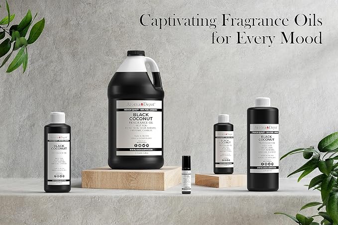 Aroma Depot Black Coconut Fragrance Oil 4 oz. Perfume Skin Oil, Scented, is Great for Candles, Bath Bombs, Body Butters, Creams & Lotions. Few Drops in The Diffuser, Burners, or Warmers.