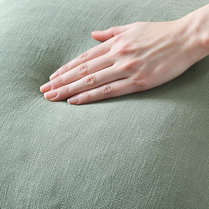 MIULEE Boho Linen Fringe Decorative Throw Pillow Covers Aqua Green 18x18 | Set of 2, Cottagecore Decor, Boho Farmhouse Neutral Pillow Covers, Rustic Couch Cushion Cases for Sofa Bed Living Room