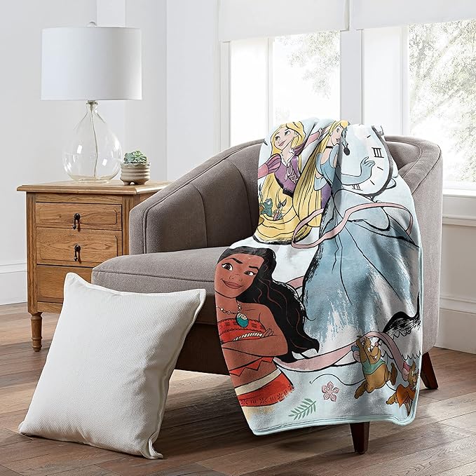Northwest Disney Princess Silk Touch Throw Blanket, 46" x 60", Powder Blue