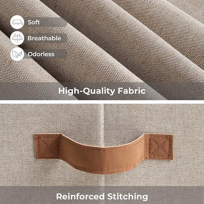 StorageWorks Fabric Storage Bins with Lids, Decorative Storage Bins | Lidded Dust-proof, Easy Pull Handles, Foldable, Stackable, Ideal for Clothes Blanket Towel, Large, Brown and Beige, 3-Pack