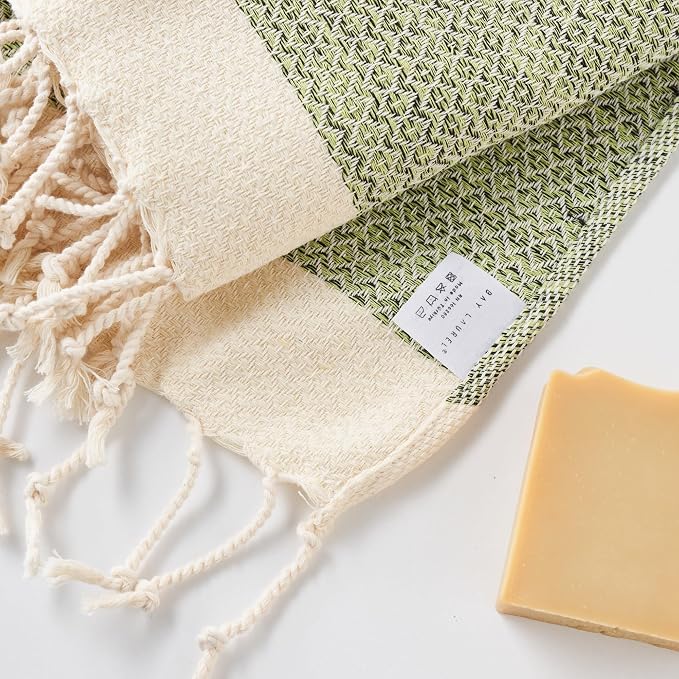 BAY LAUREL Turkish Hand Towel – Pack of 2 | Soft & Absorbent Decorative Towels for Bathroom, Hand, Face, Hair, Gym, Yoga, SPA, Kitchen & Tea | Boho Decor (Pistachio, Diamond 16x40 Inches (Set of 2)