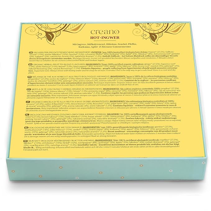 Creano Organic Herbal Tea Gift Set ‘Tea Lovers’ – 9 pyramid tea bags in 9 cute shapes to give as gifts – 22.5g*