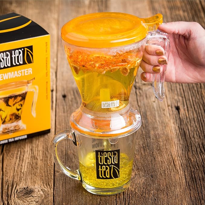 Tiesta Tea Brewmaster Infuser, Large Strainer for Loose Leaf Tea, Fine Mesh Bottom Dispensing, Microwave & Dishwasher Safe, Reusable Steeper, Loose Leaf Holder, 16 Oz