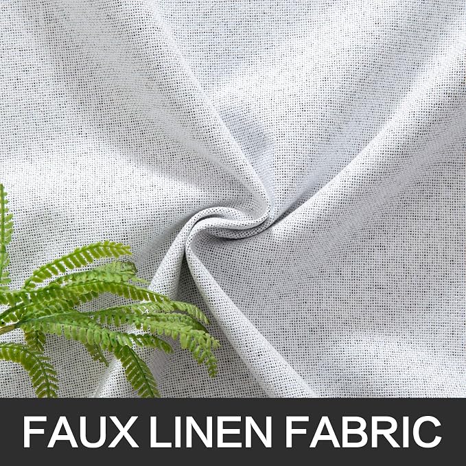 MIULEE Linen Texture Curtains for Bedroom Solid 100% Blackout Thermal Insulated Grayish White Curtains Grommet Room Darkening Curtains/Drapes for Living Room 52x63 Inch (2 Panels)