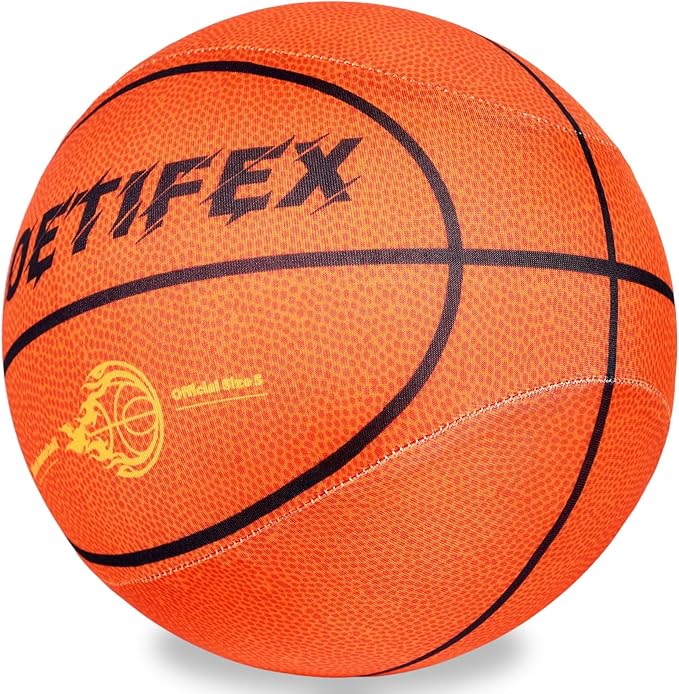 Silent Basketball Size 5 Dribbling Indoor High-Density Soft Foam with Cloth Cover Easy Grip Highly Elastic Silent Quiet Basketball Gifts