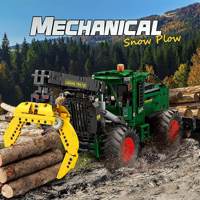 Technic Skidder Tractors Toys Blocks,2.4G RC Skidder Tractors MOC Building Set for Adults, Men,Collectible Home Decor