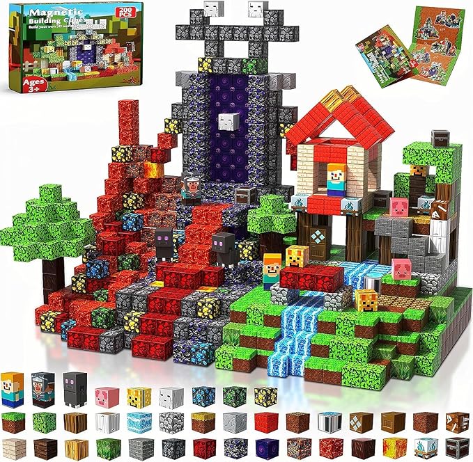 200PCS Magnetic Blocks - Magnetic Building Block for Kids Ages 3 4 5 6 7 8, STEM Learning Toy for Toddlers, Stacking Magnets for Kids for Kid Ages 3-8, Birthday Gifts for 3-10 Years Old Boys Girls
