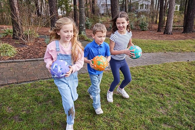 Crocodile Creek Playground Ball - Durable Rubber Ball for Kids Ages 3 and Up - Bouncy Inflatable Ball for Kickball, Indoor Games, and Outdoor Sports - PVC-Free - Smiley - 5-inch Diameter