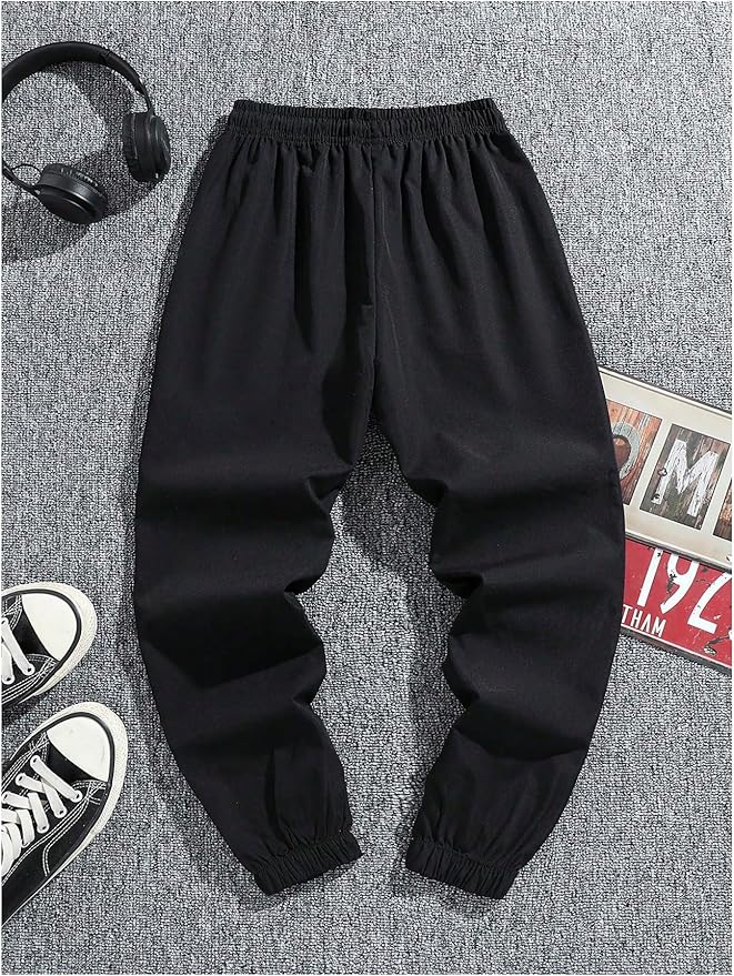 GORGLITTER Boy's Cargo Pants Casual 2 Piece Elastic Waist Hiking Going Out Khaki Pants Joggers with Pockets Clothes
