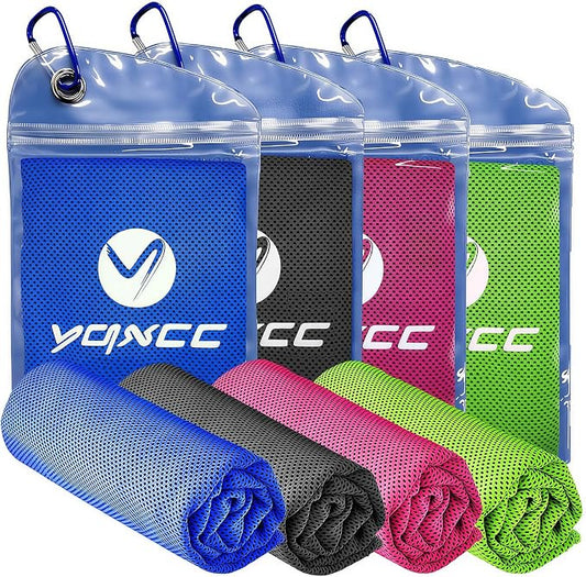YQXCC 4 Pack Cooling Towels 40"x12", Cool Ice Towels for Neck & Face | Cooling Neck Wraps, Soft Breathable Microfiber Chilly Towels, Ideal for Gym, Yoga, Golf, Running, Camping & Hot Weather