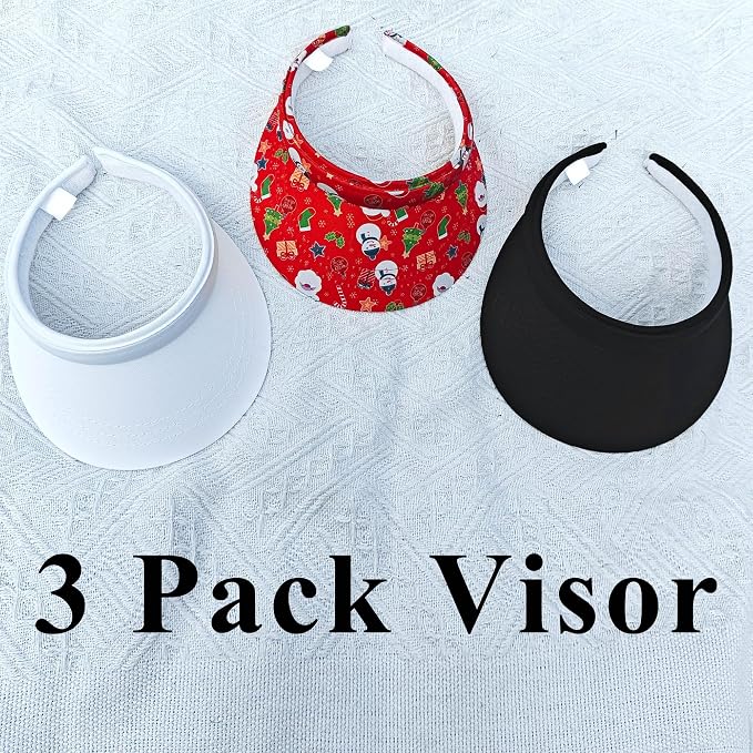 3 Pack Sports Sun Visor Hat Women Men Adjustable Clip On Visors Outdoor Golf Beach Cap