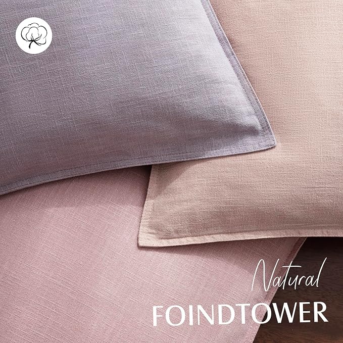 Foindtower Pack of 2, Decorative Linen Solid Throw Pillow Covers Soft Accent Cushion Euro Case Boho Farmhouse Pillowcase for Chair Couch Sofa Bedroom Living Room Home Decor 20 x 20 Inch Light Purple