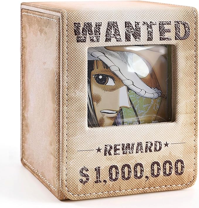 Wanted Poster Themed Deck Box with Commander Display, MTG Card Deck Case Fit 120 Single Sleeved Cards, PU Leather Magnetic Card Storage Box with 2 Dividers, Compatible with One Piece/TCG