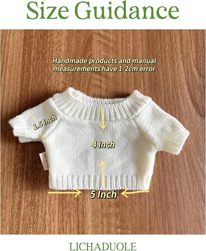 9-12''/30cm Stuffed Animals Clothes White Knit Sweater & Scarf Set for Bashful Bunny and Teddybear（NO Doll） (Yellow)
