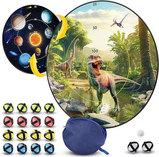National Geographic Dart Board for Kids - Dart Ball Game Set with Lightweight 28" Reversible Dartboard and Sticky Balls in 4 Colors, Indoor Games for Kids, Kids Darts Game