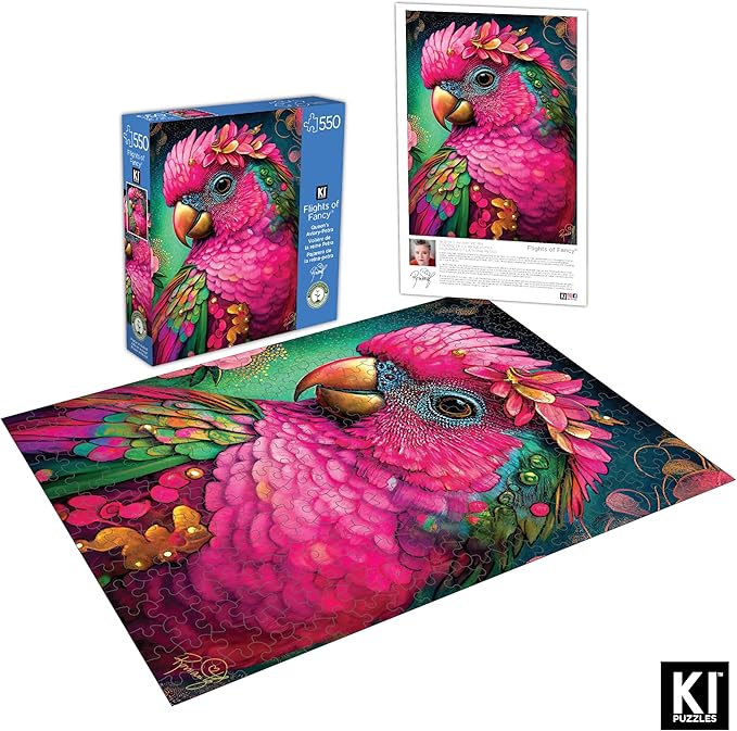 550 Piece Puzzle for Adults – Hard, Difficult, Challenging Jigsaw – Queen's Aviary by Petra – RomantzArt Bird Puzzle – 24x18 Inches
