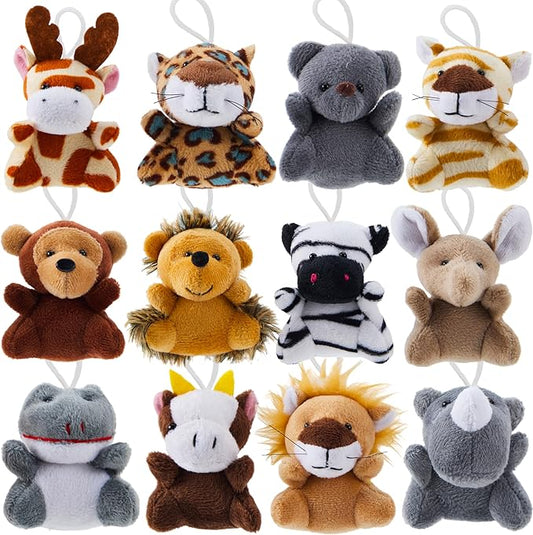 JOYIN 24 Pcs Mini Safari Animal Plush Toys (24 Units 2.4" Each), Animals Keychain Decoration for Kids, Small Stuffed Animal Bulk for Kids, Carnival Prizes, School Gifts, Halloween Goodie Bags
