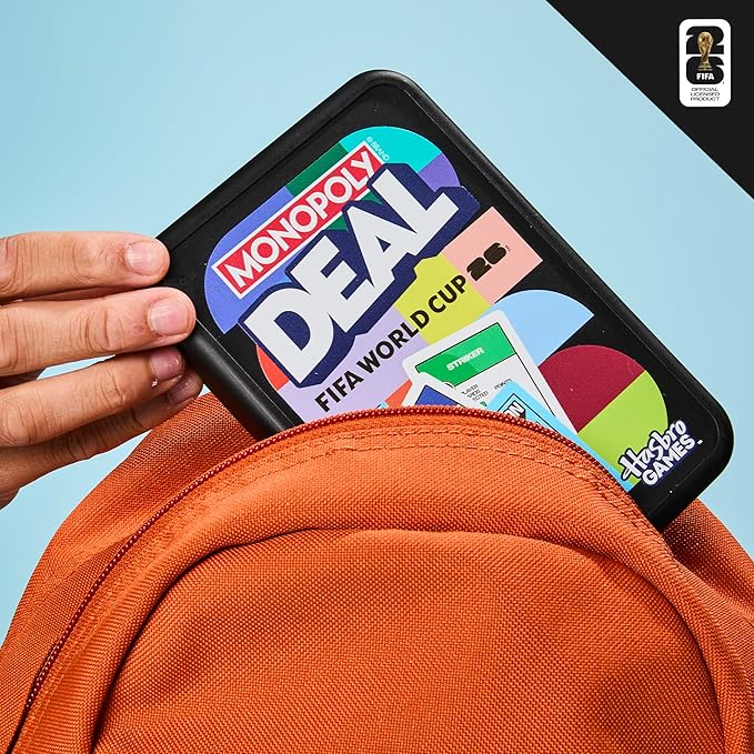 Monopoly Deal FIFA World Cup 2026 Edition Game – Officially Licensed FIFA World Cup Soccer Card Game for Kids – Ages 8+ – 2 to 5 Players – 15 Mins.